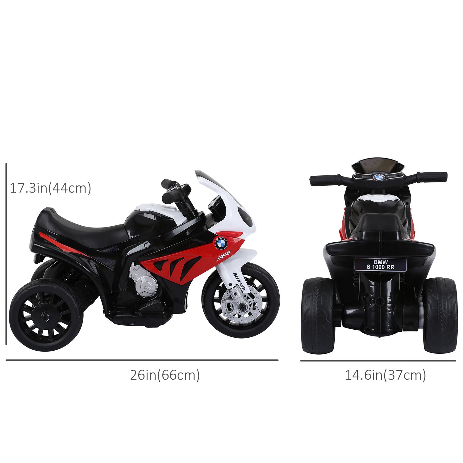 Aosom 6V Kids Motorcycle Battery Powered Toddler Ride On with Headlight Music 3 Wheels Red 