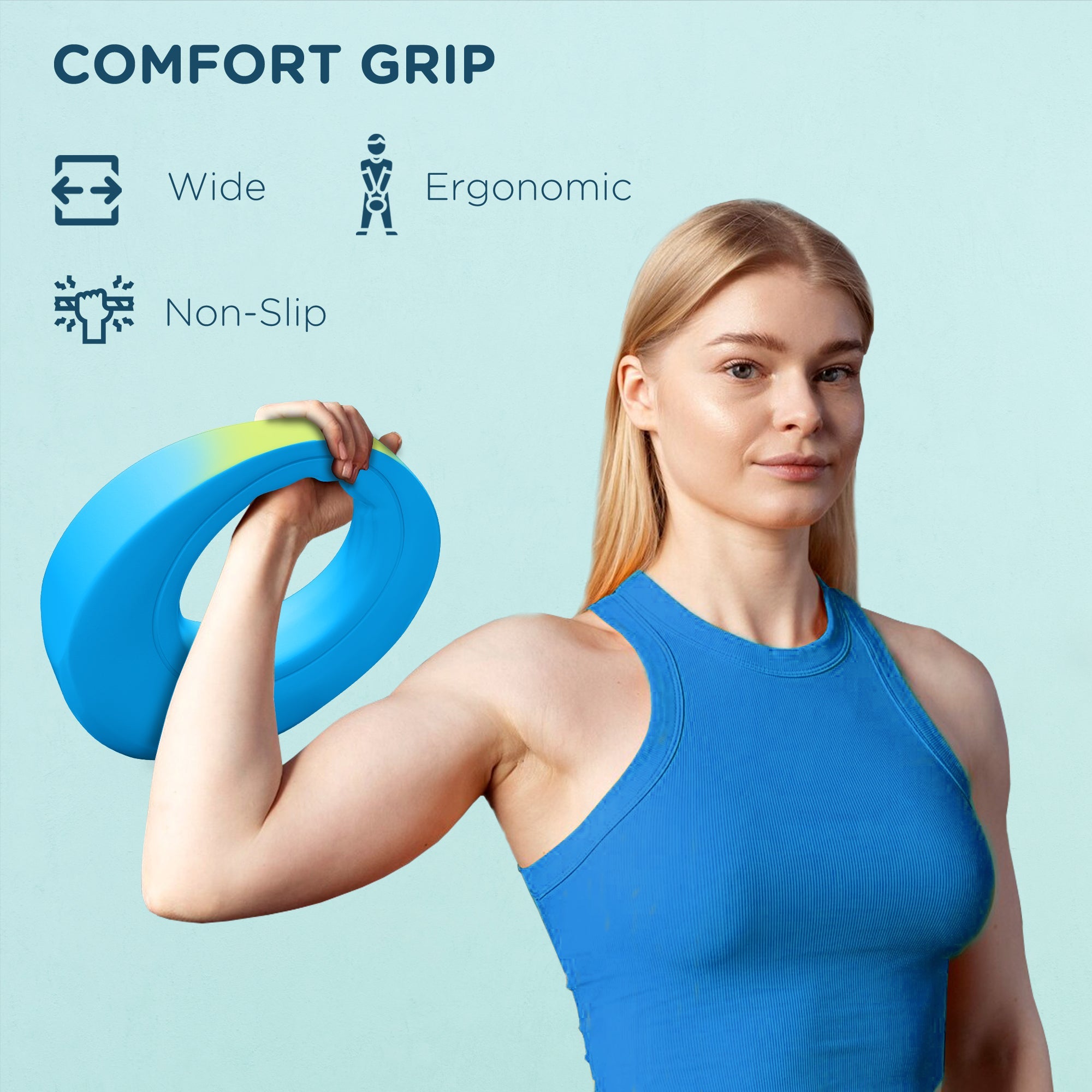 Soozier 22lbs Kettlebell, Soft Kettle Bell with Wide Handle for Home Gym Weight Lifting and Strength Training, Light Blue 