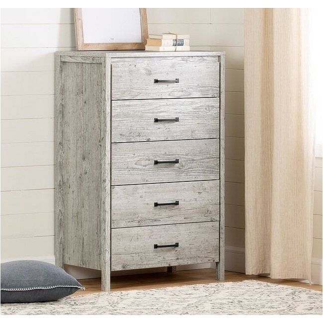 Modern Washed Pine 5 Drawer Storage Chest - Free Shipping 