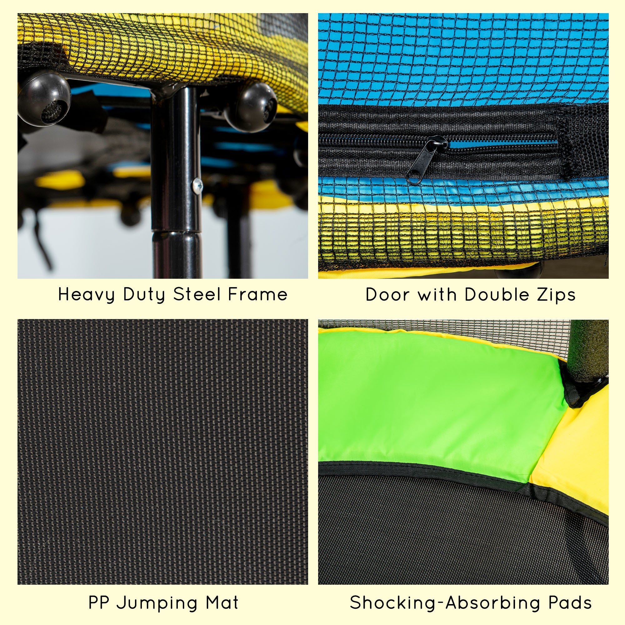 Qaba 4.6FT Trampoline for Kids with Enclosure Net for Ages 3-10, Indoor Outdoor Use, Black 