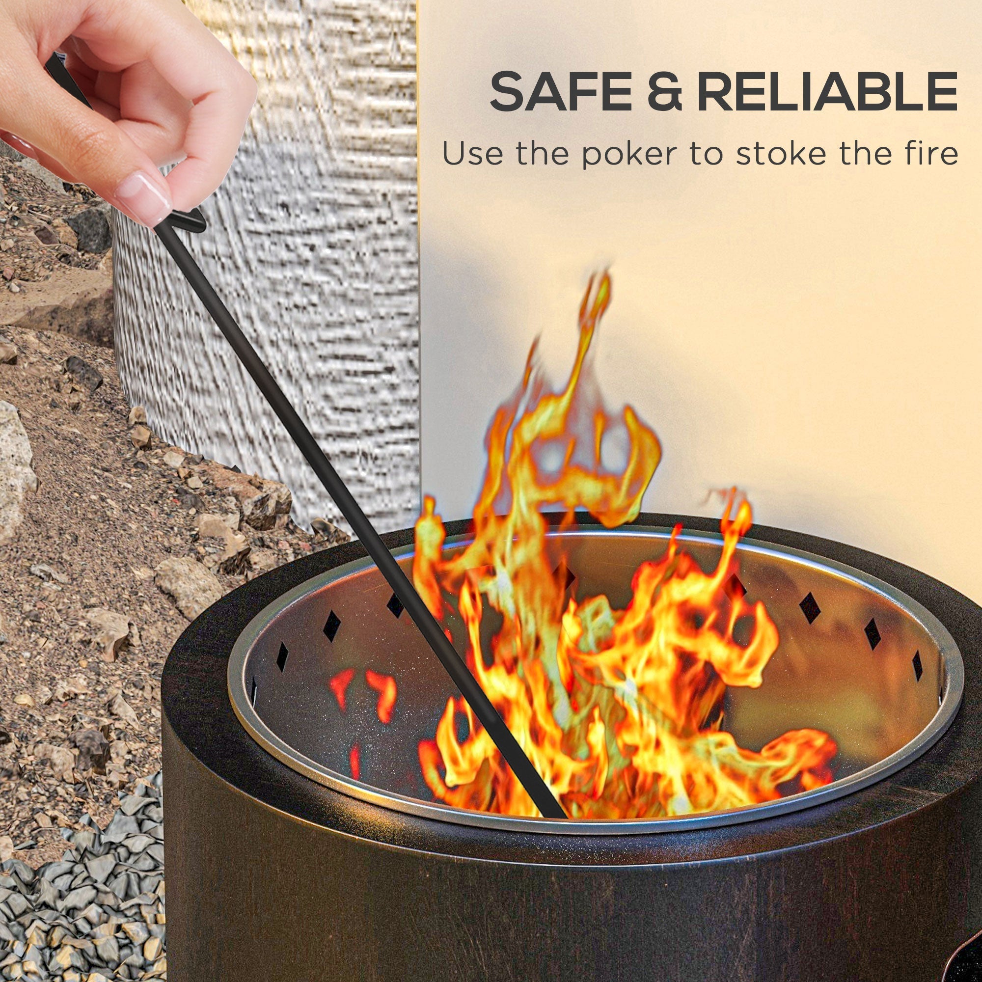 Outsunny Metal Wood-burning Smokeless Fire Pit, Black 