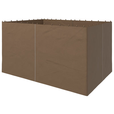 Outsunny 4-Panel Replacement Gazebo Curtains Gazebo Privacy Sidewall for 10' x 13' Canopy, Hooks/C-Rings Included, Dark Brown 