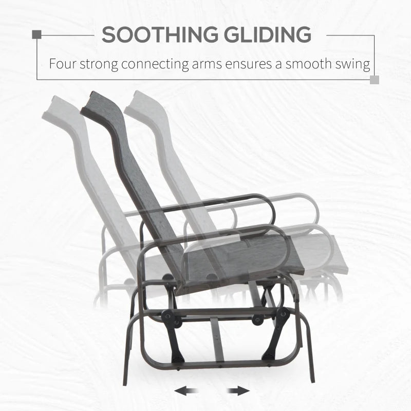 Patio Glider with Breathable Mesh Fabric, Outdoor Glider Chair, Garden Rocking Gliding Seat for Patio, Yard, Porch, Grey