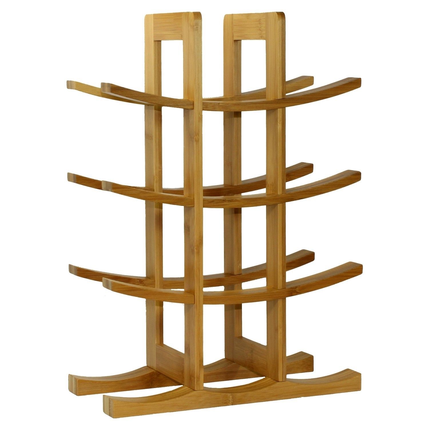 12-Bottle Wine Rack Modern Asian Style in Natural Bamboo - Free Shipping 