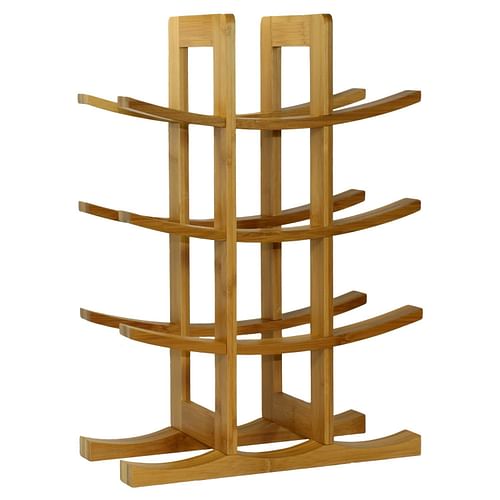 12-Bottle Wine Rack Modern Asian Style in Natural Bamboo - Free Shipping