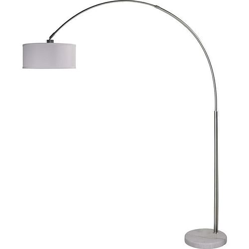 Modern 81-inch Arch Floor Lamp with White Drum Shade and Marble Base - Free Shipping