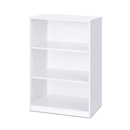 Modern 3-Shelf Bookcase in White Wood Finish - Free Shipping