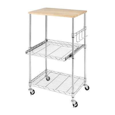 Sturdy Metal Kitchen Microwave Cart with Adjustable Shelves and Locking Wheels - Free Shipping 