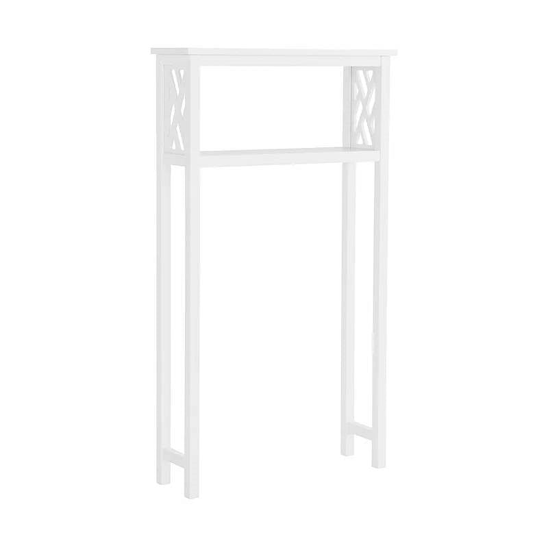 White Solid Wood Over the Toilet 1-Shelf Storage Rack - Free Shipping 