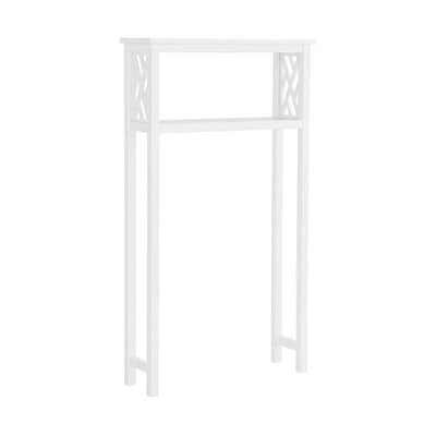 White Solid Wood Over the Toilet 1-Shelf Storage Rack - Free Shipping 