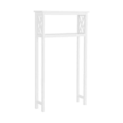 White Solid Wood Over the Toilet 1-Shelf Storage Rack - Free Shipping