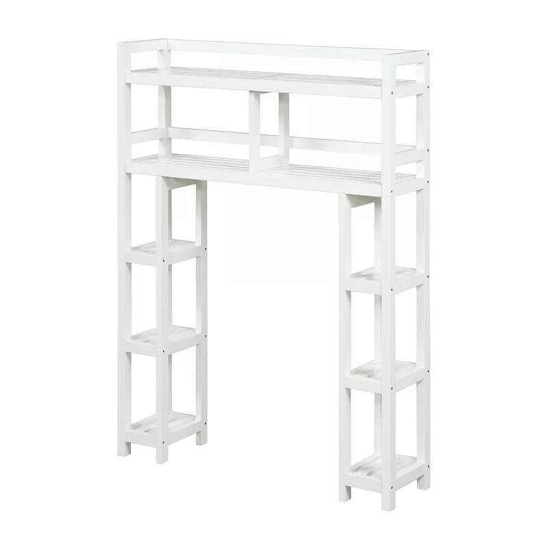 White Solid Wood Over-the-Toilet Bathroom Storage Shelving Unit - Free Shipping