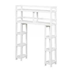 White Solid Wood Over-the-Toilet Bathroom Storage Shelving Unit - Free Shipping