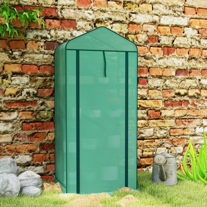 Mini Greenhouse with Screen Roof, Portable Small Greenhouse with Roll-Up Zipper Door, 27.6" x 19.7" x 62.2", Green