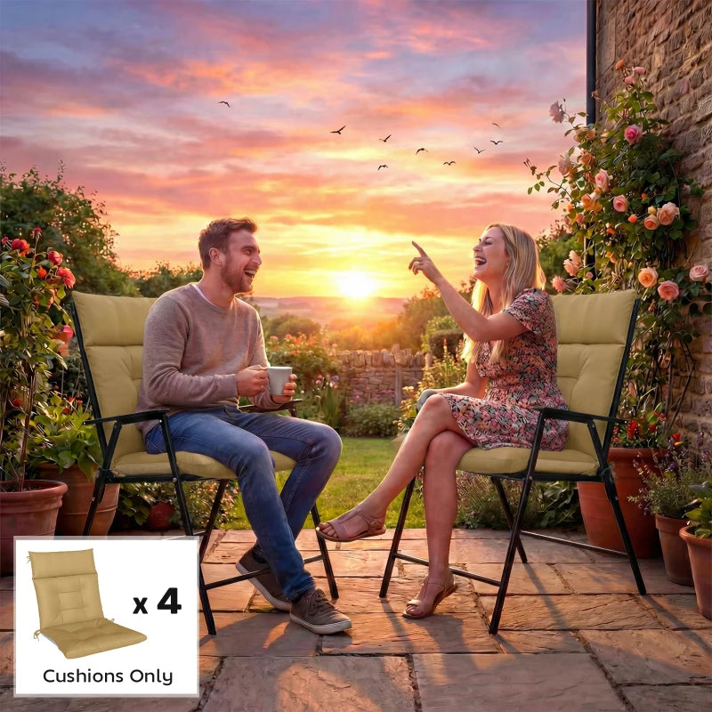Patio Chair Cushions Set of 4, Waterproof Non-Slip Lounge Chair Cushions, 44"x21", Khaki