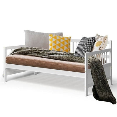 Twin size 2-in-1 Wood Daybed Frame Sofa Bed in White Finish - Free Shipping 