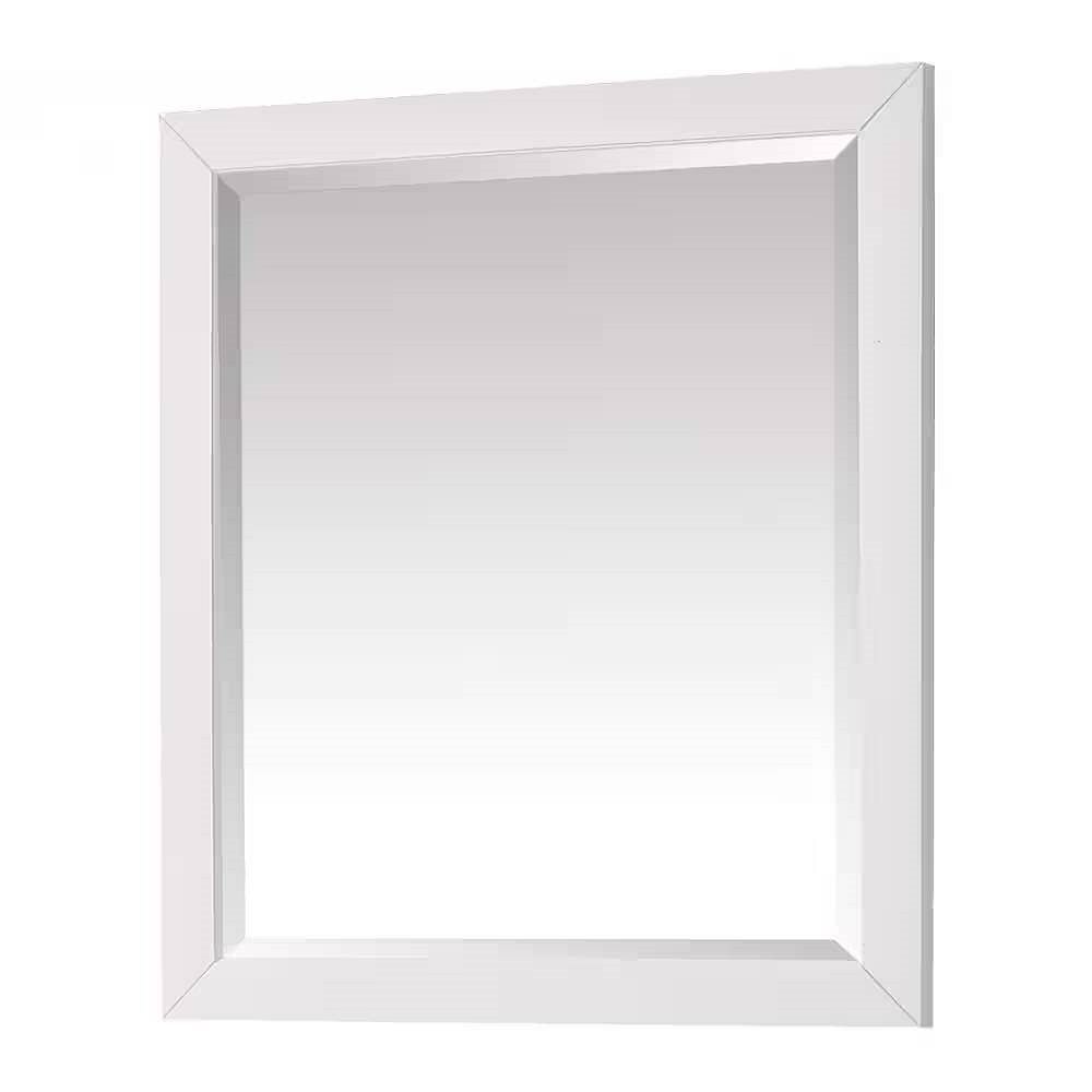 32-in x 28-in Bathroom Wall Mirror with White Solid Wood Frame - Free Shipping