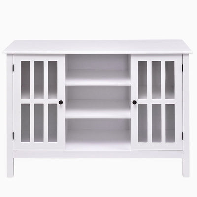 White Wood 43-inch TV Stand with Glass Panel Doors - Free Shipping 