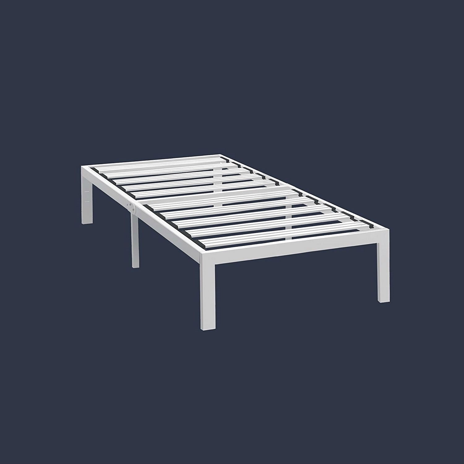 Twin size Heavy Duty Steel Platform Bed Frame in White - Free Shipping