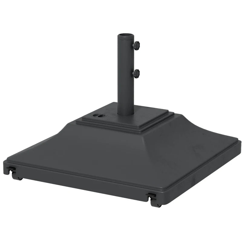 Square Umbrella Base with Wheels, 99 lbs Water or 132 lbs Sand Filled, with Double Adjustable Knob, Black