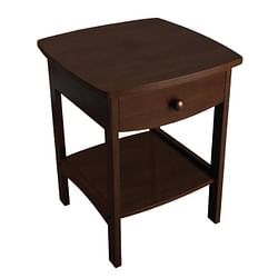 Walnut Finish Accent Table Nightstand with One Drawer - Free Shipping