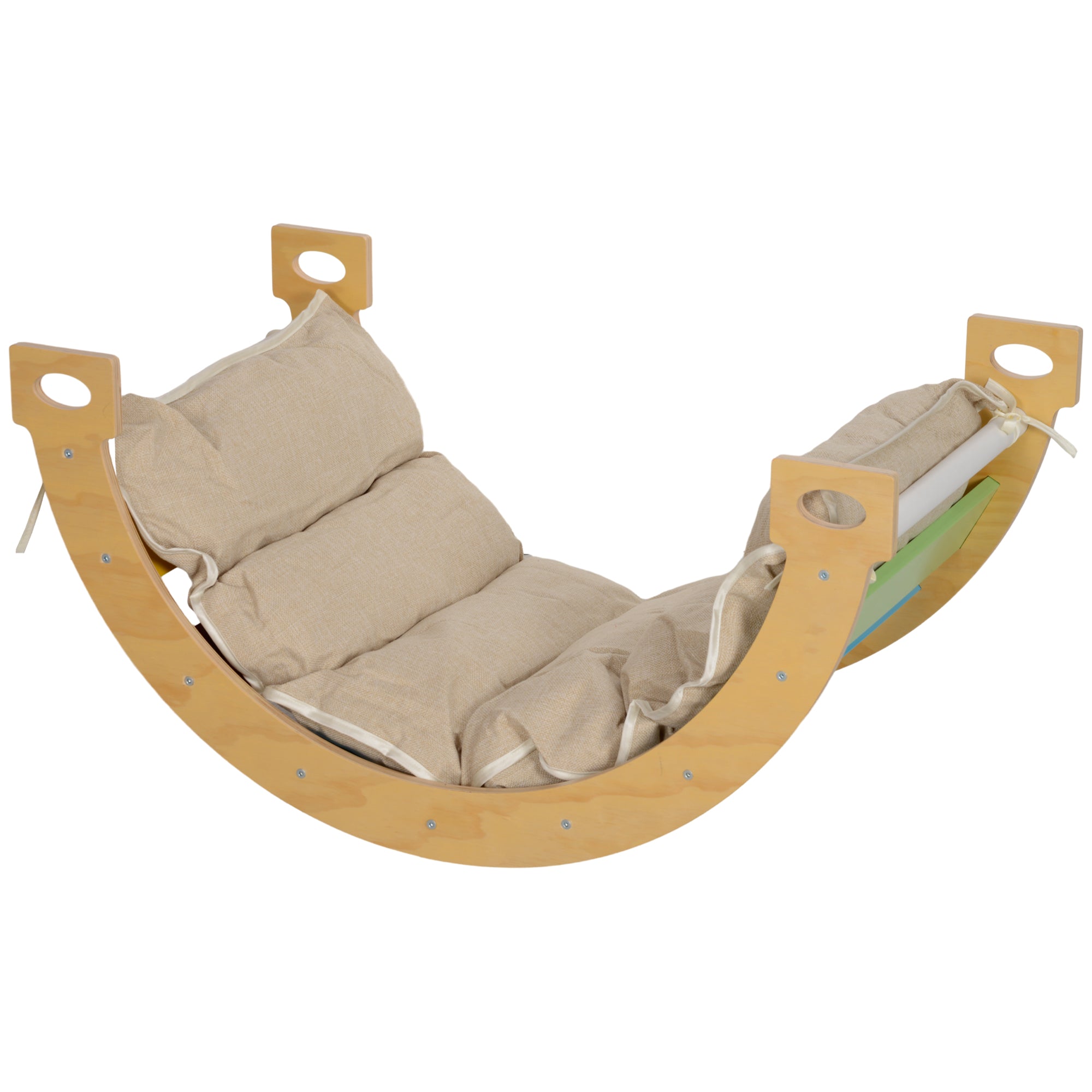 Qaba 3 in 1 Wooden Climbing Toy for Toddlers with Cushion Pad 