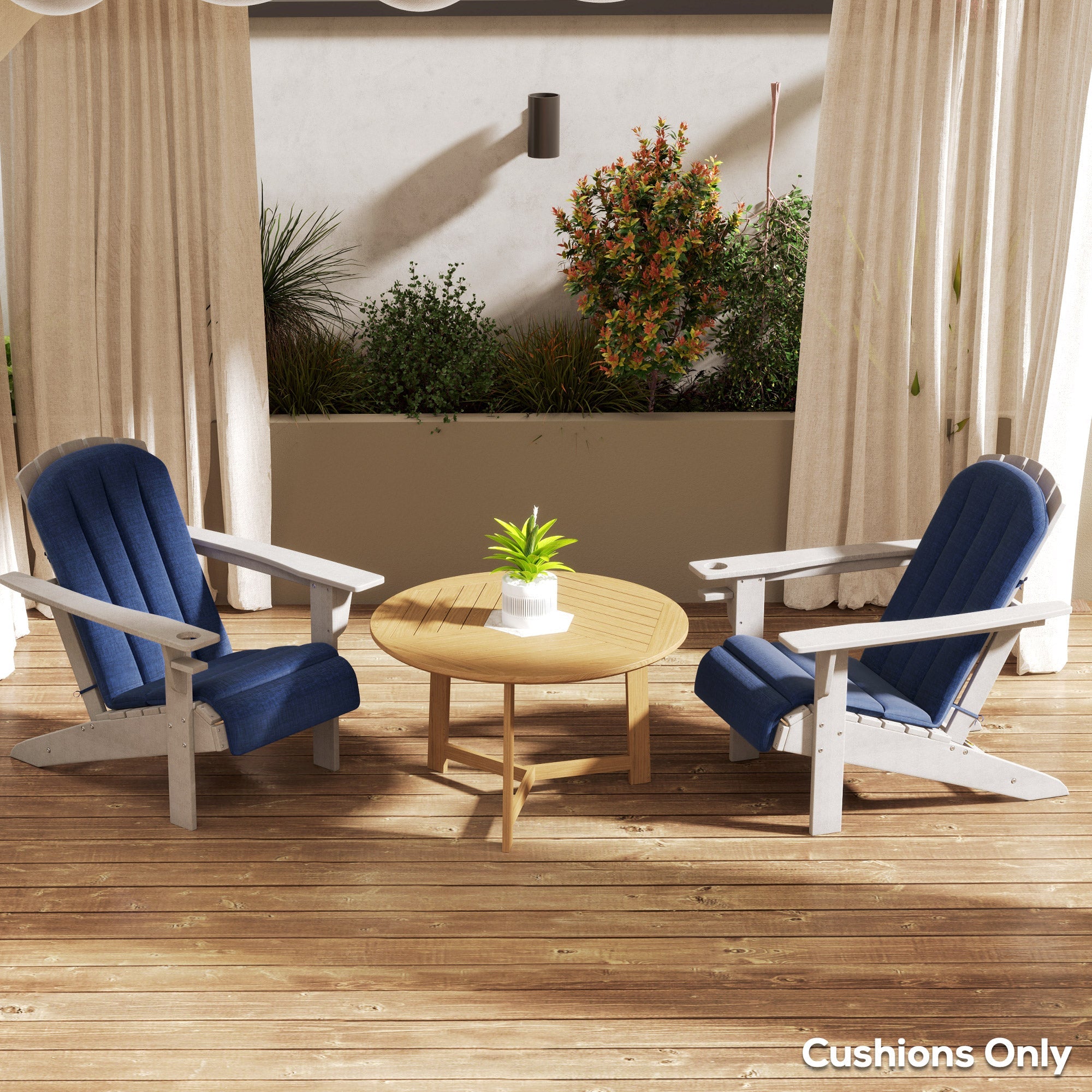 Outsunny Set of 2 Patio Chair Cushions, High Back Adirondack Chair Cushion with Ties, High-Density Foam, Navy Blue 