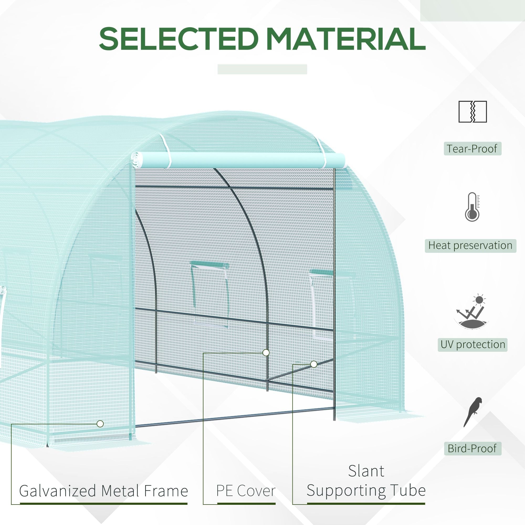 Outsunny 20x10x7ft Heavy Duty Walk-in Greenhouse, Outdoor Backyard Seed Plant Vegetables Growing Warm House, Flower Polytunnel Shelter 