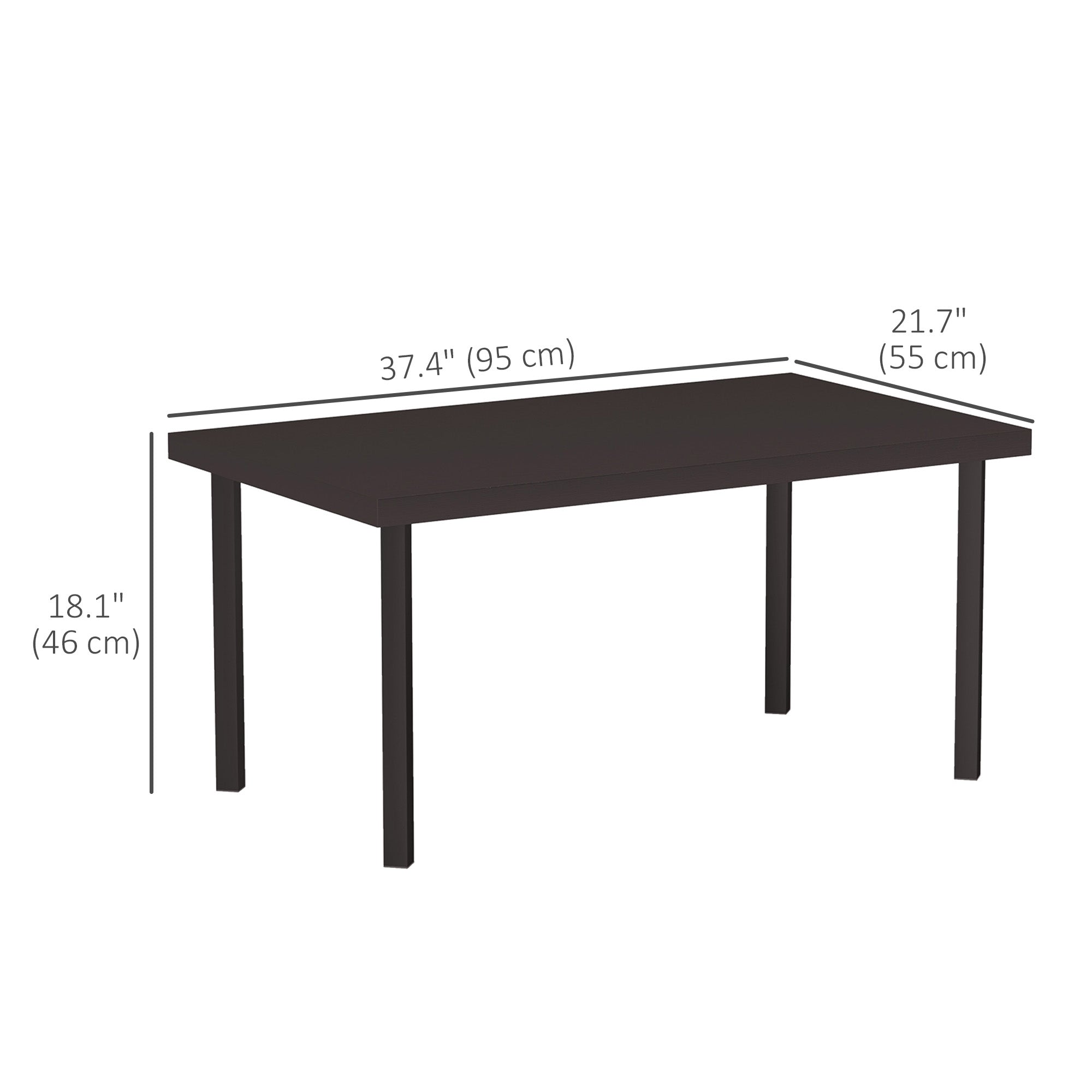 Outsunny Metal Outdoor Side Table, Rectangle Patio Coffee Table with Woodgrain Tabletop for Outside Garden, Brown 
