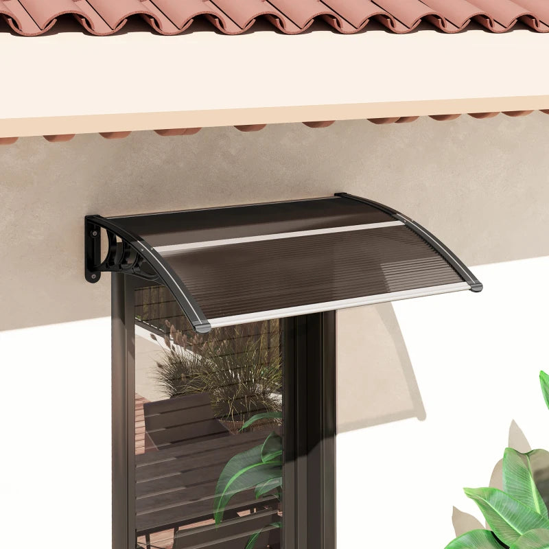 Window Awning Door Canopy, Polycarbonate Cover Patio Awnings, 30" x 50", Brown