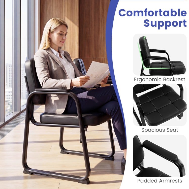Waiting Room Guest Chairs Set of 4 Leather Office Reception Chairs