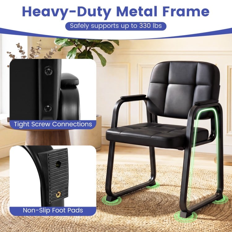 Waiting Room Guest Chairs Set of 4 Leather Office Reception Chairs