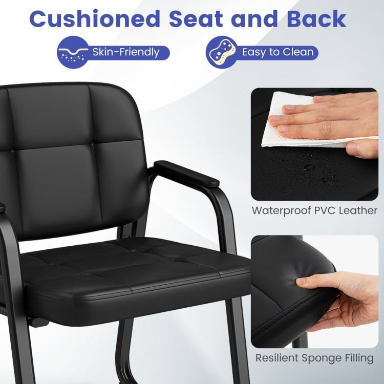 Waiting Room Guest Chairs Set of 4 Leather Office Reception Chairs