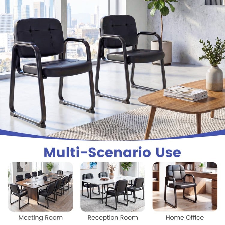 Waiting Room Guest Chairs Set of 4 Leather Office Reception Chairs