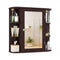 Wall-Mounted Bathroom Mirror Cabinet with Storage Shelves-Brown
