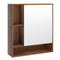 Wall Mounted  Bathroom Cabinet with Mirror Single Door-Walnut