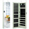 Wall and Door Mounted Mirrored Jewelry Cabinet with Lights-Green