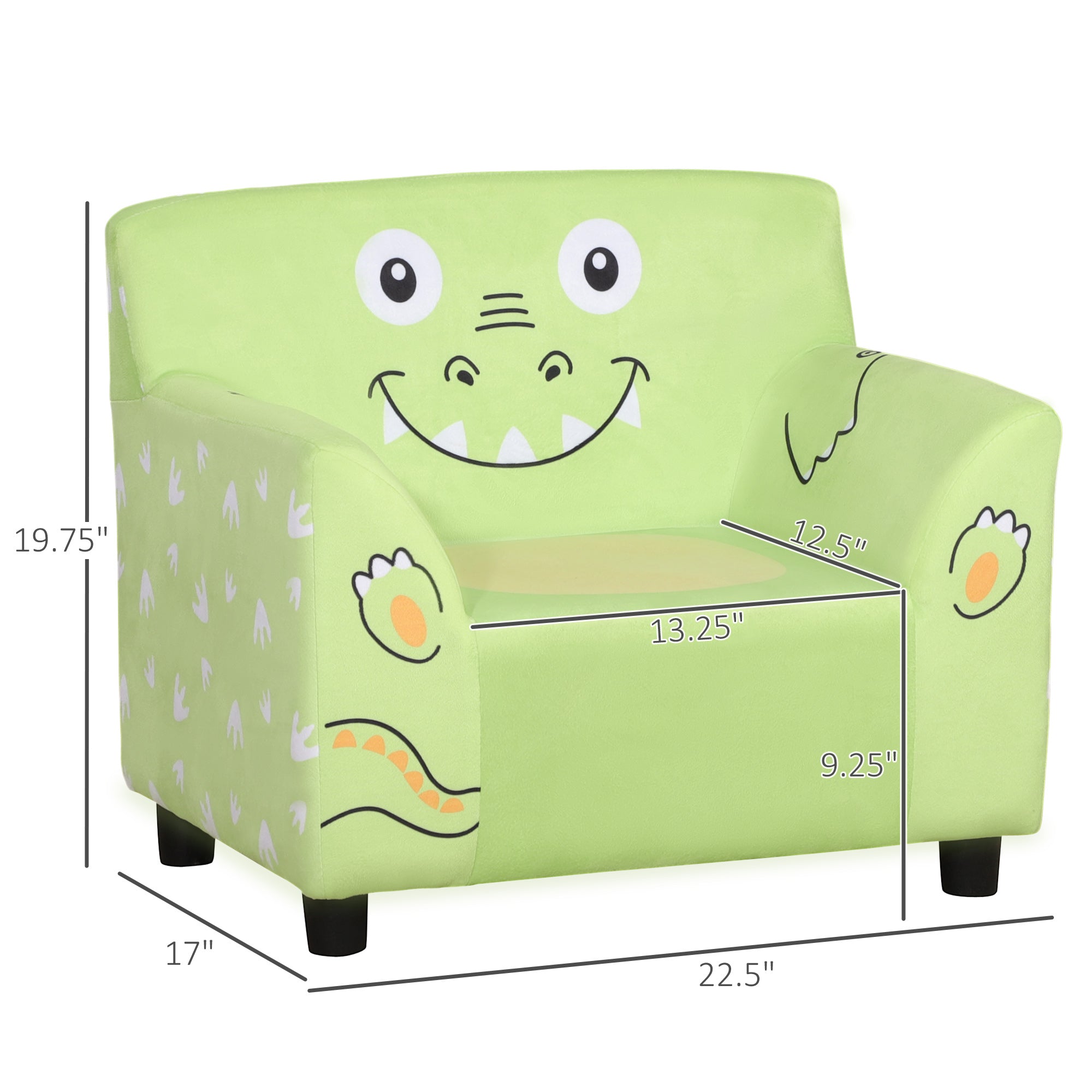 Qaba Children's Sofa: Cozy Velvet Toddler Armchair, Eco-friendly Eucalyptus Wood - Green 