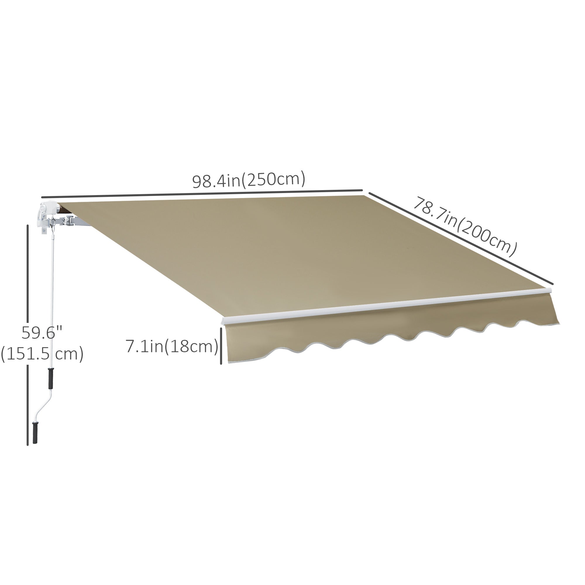 Outsunny Shade Retreat Awning: 8'x7' Manual Retractable Beige Patio Sun Canopy for Outdoor Deck 