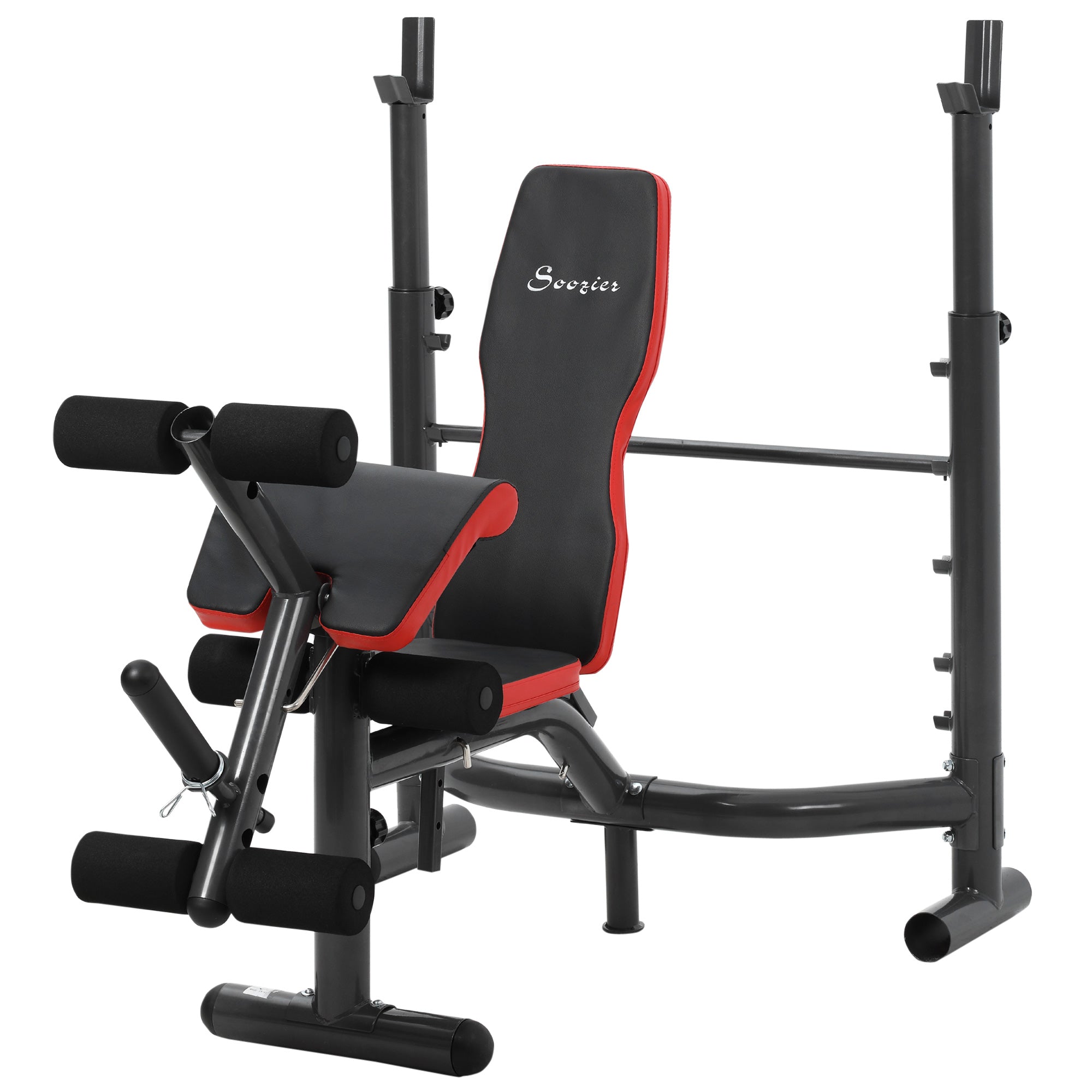 Soozier Workout Bench Heavy Duty Adjustable with Preacher Curl Leg Developer for Full Body Exercise Black 