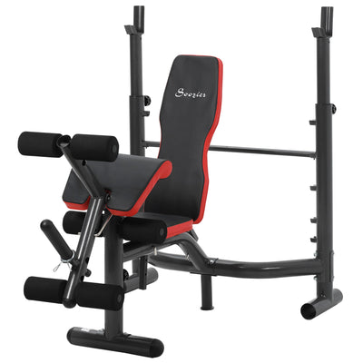 Soozier Workout Bench Heavy Duty Adjustable with Preacher Curl Leg Developer for Full Body Exercise Black 