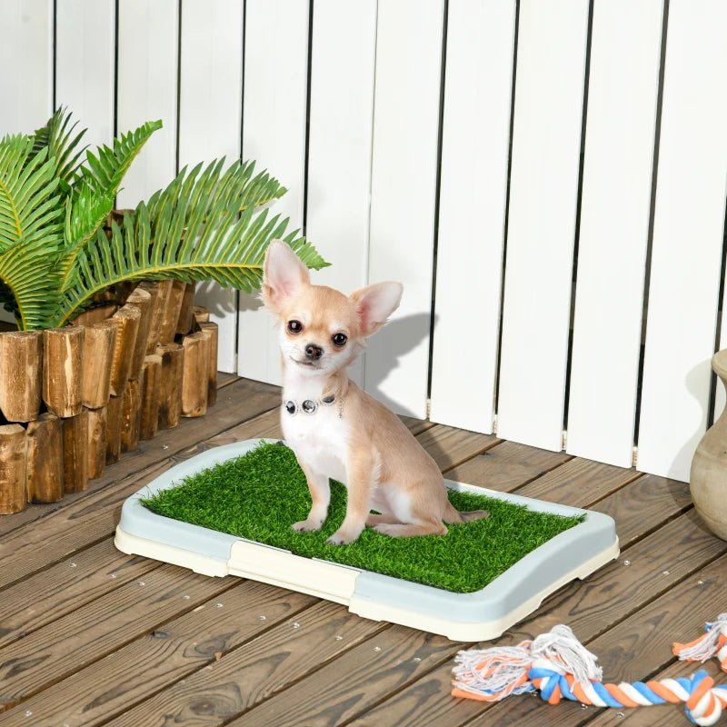 Puppy Training Pad, Indoor Portable Puppy Pad, with Artificial Grass, Grid, Panel, Tray, 18.3" x 13.4"