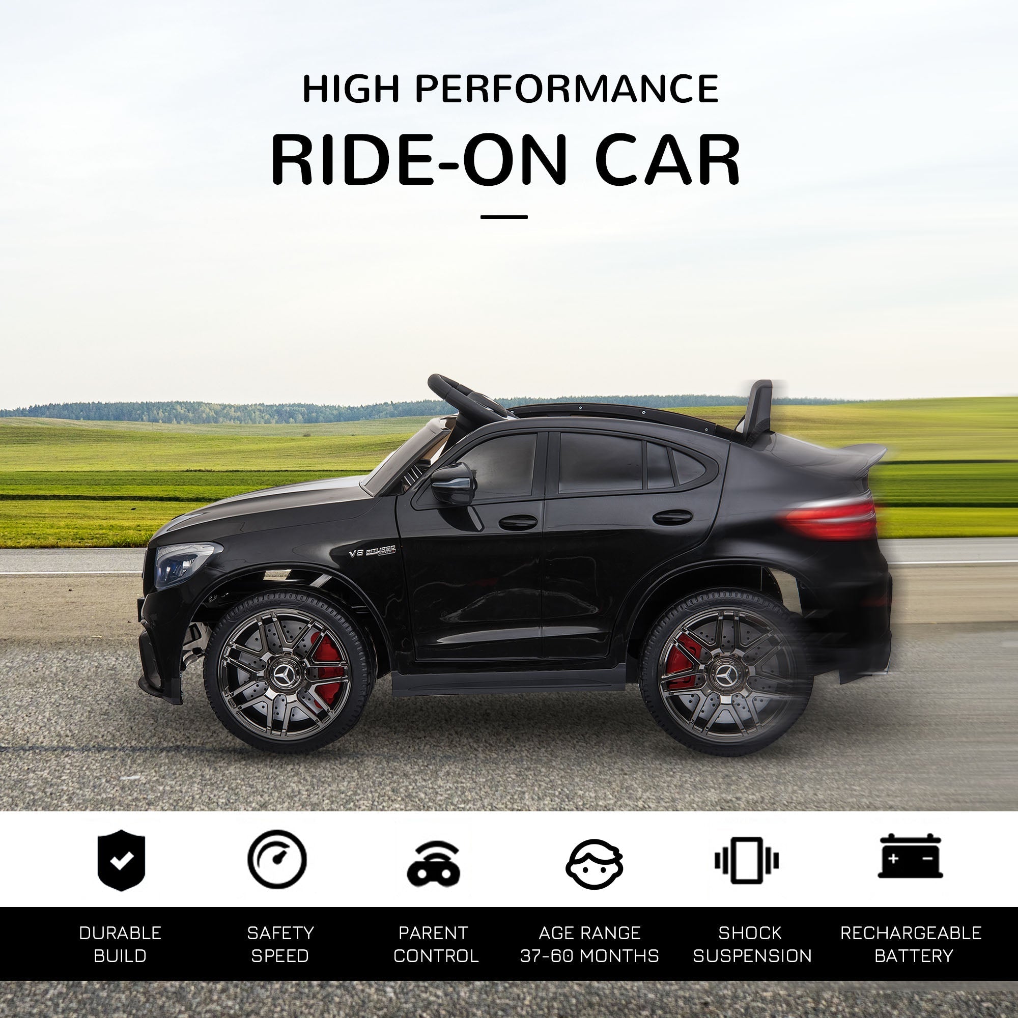Aosom Licensed Ride-On Car: 12V Electric, Remote Control, Suspension Wheels, Black, Kids Powered Ride-On 