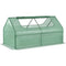 Outsunny Greenhouse with Raised Planter: Steel Garden Bed, Plastic Cover, Roll-Up Window, Green