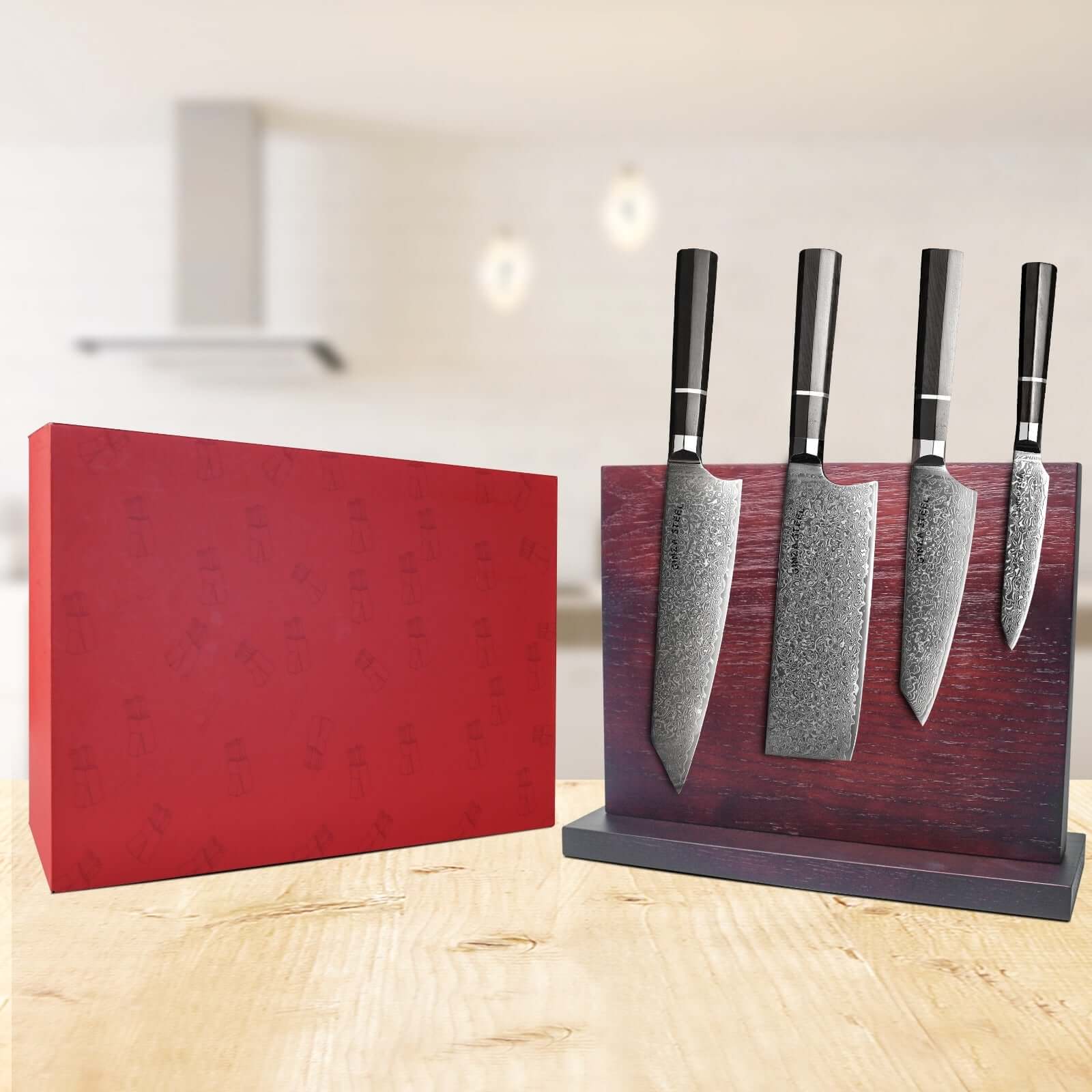 KASAI KOGATANA FIVE | Essential 5 pcs Knife set | 4 Knives with Magnetic Wood Block 