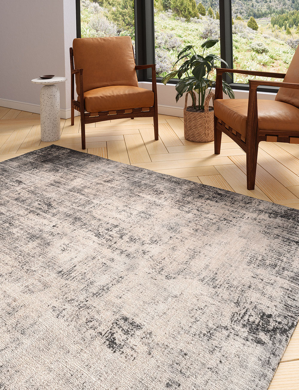 Willow Dark Grey White Rug 