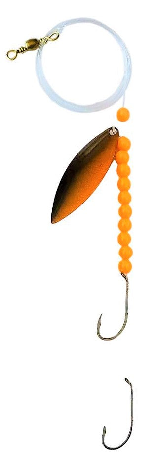 Solid Orange Beads Willow Leaf Spinner – Midnight Gold Blade Lure 