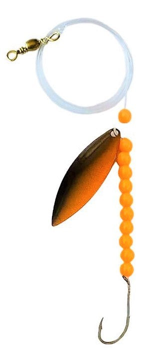 Solid Orange Beads Willow Leaf Spinner – Midnight Gold Blade Lure 
