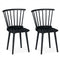 Windsor Dining Chairs Set of 2 Rubber Wood Kitchen Chairs with Spindle Back-Black