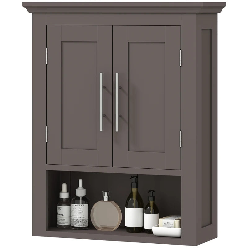 Bathroom Wall Cabinet, Medicine Cabinet, Toilet Storage Cabinet with Shelf for Living Room and Entryway, Brown
